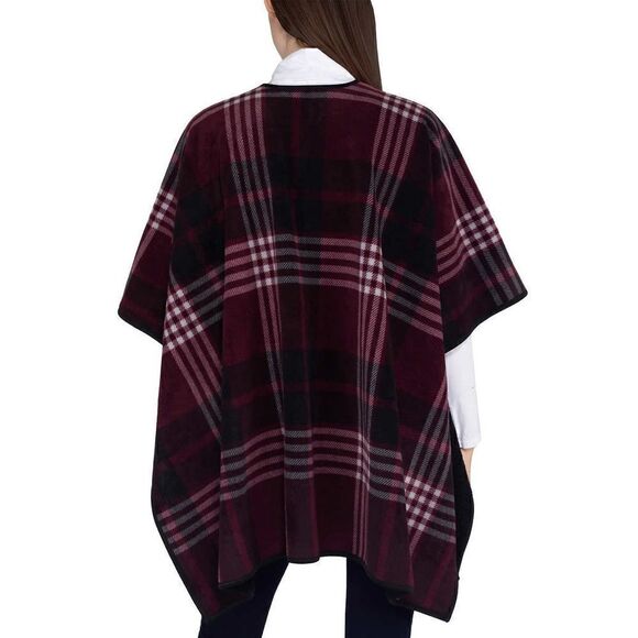 Ike Behar Ladies Reversible Poncho Style Wrap with High Pile Fleece - Picture 4 of 16